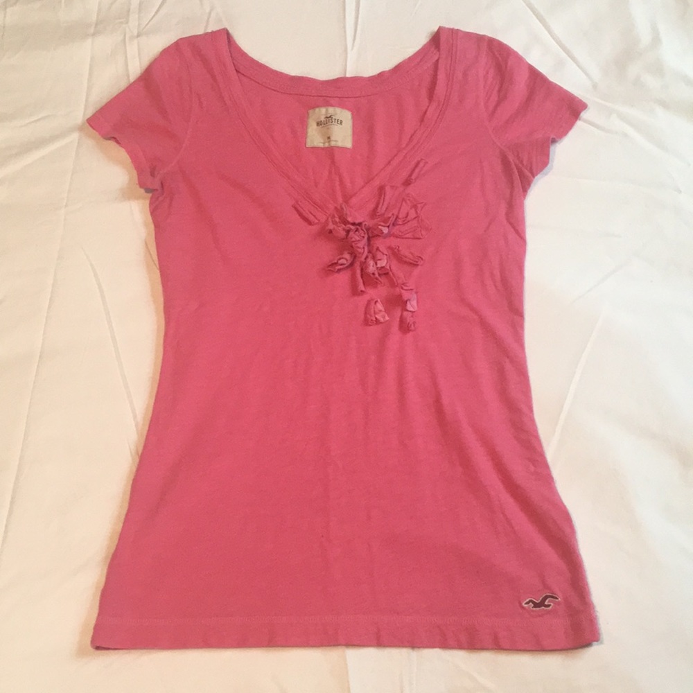 Medium Pink Hollister Short Sleeve T-Shirt V-Neck